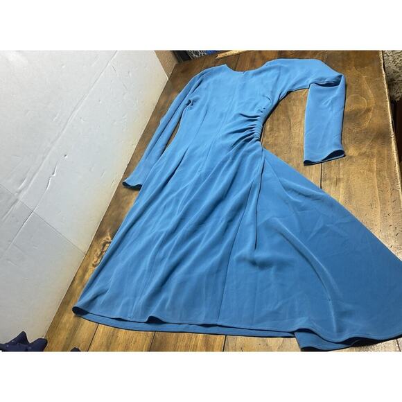 ST. JOHN Blue Ruched Knit Silk Blend Sheath Dress Size 4 - Picture 10 of 13